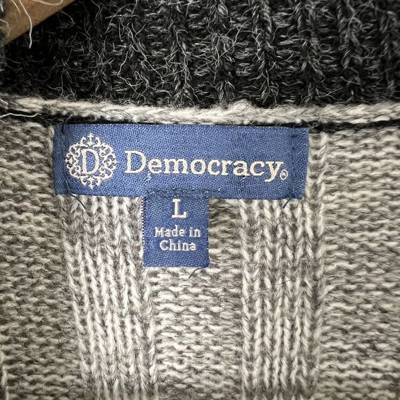 Democracy Womens Gray Colorblock Long Sleeve Open Front Cardigan Sweater Large - Picture 4 of 5